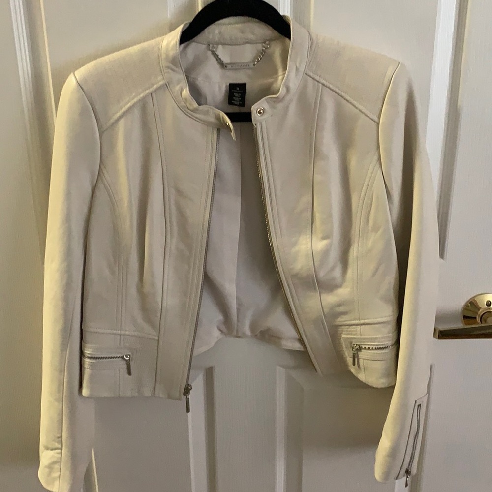 WHITE | BLACK Cream Leather Jacket